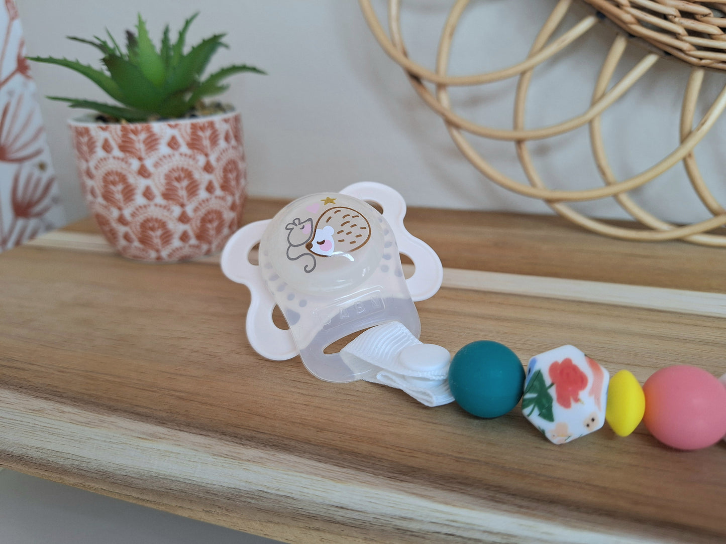 Duo attache tétine classique & porte-clés assorti