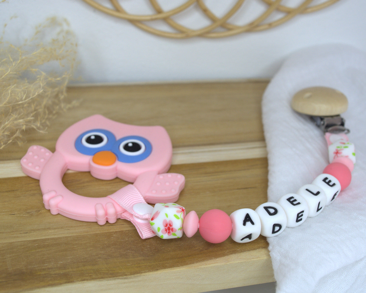 Duo attache tétine classique & porte-clés assorti