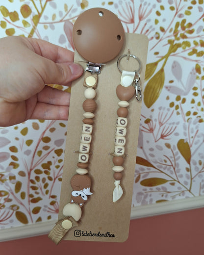 Duo attache tétine fantaisie & porte-clés assorti - Norme jouet